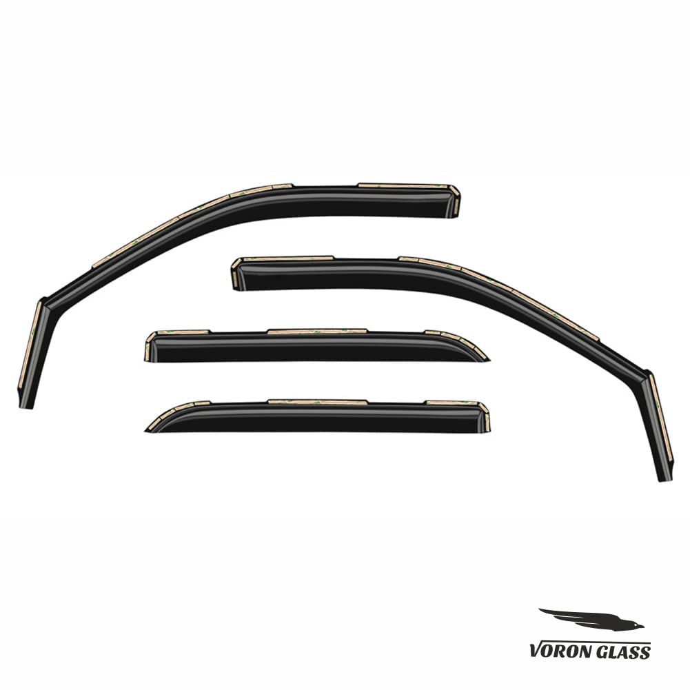 Voron Glass in-Channel Extra Durable Rain Guards for Trucks Chevrolet (Chevy) Silverado/GMC Sierra 2014-2018 Crew Cab, Window Deflectors, Vent Window Visors, 4 Pieces - 220009