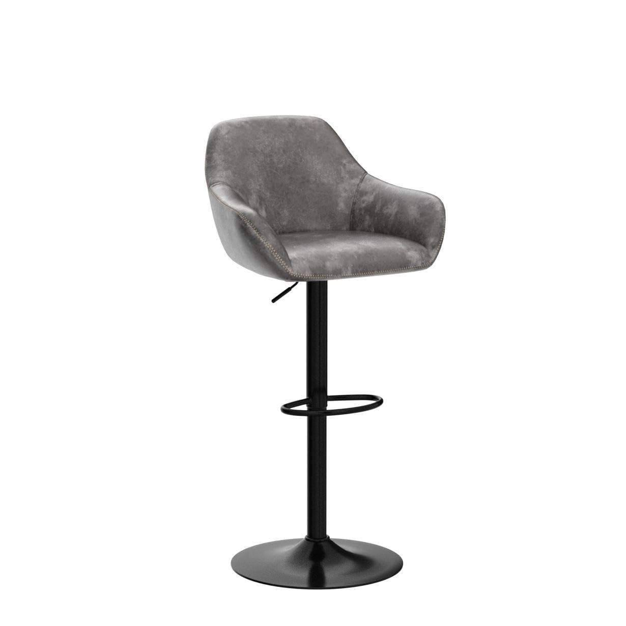 Yaheetech Bar Stools Set of 2, PU Leather Swivel Counter Height Barstools, Adjustable Bar Chairs with Backrest and Footrest, Kitchen Island Stool for Home Kitchen, Black