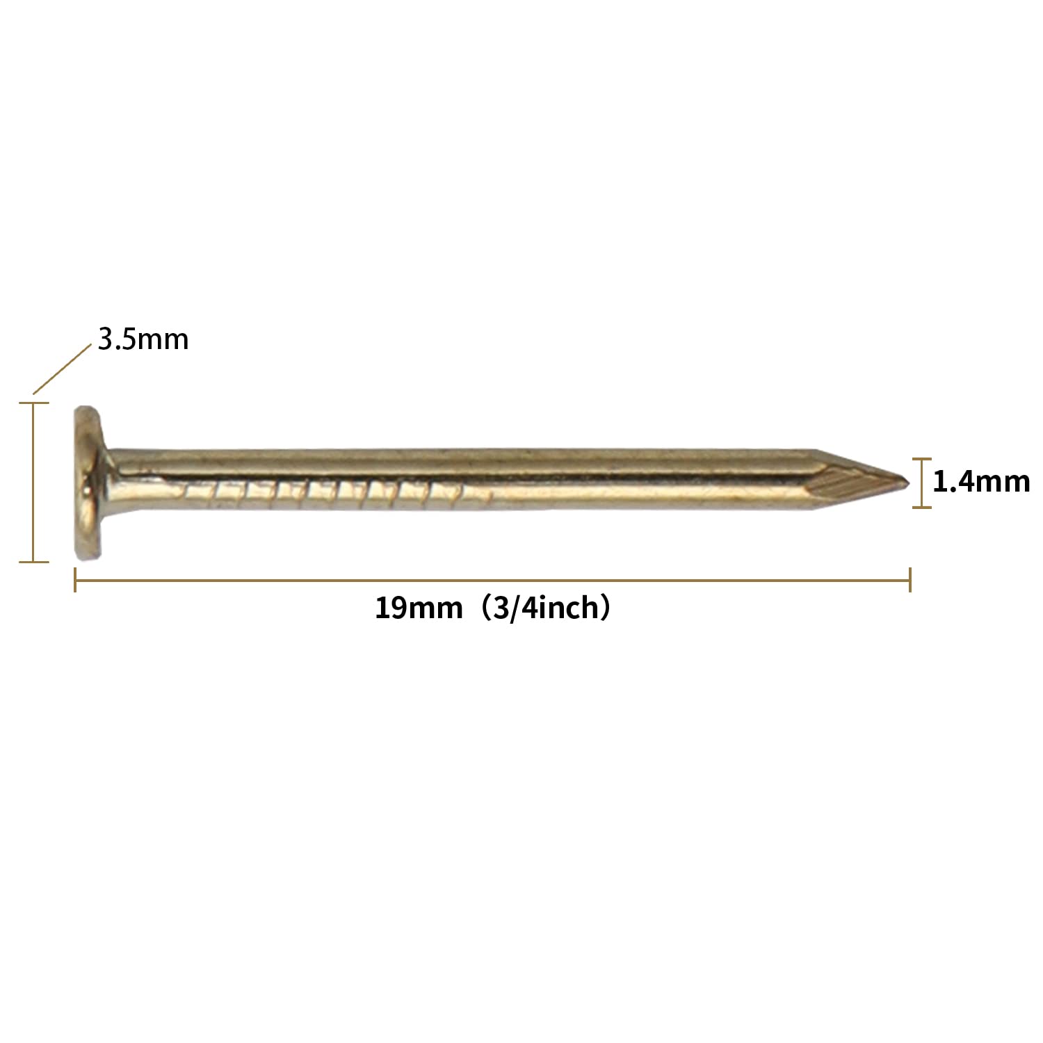 240pcs Gold Hardware Nails, 1-1/2” × 14 Ga Brass Plated Wood Nails, Nails for Hanging Wall Decor, Finishing Nails, Picture Hanging Nails, Wall Nails, Roofing Nails