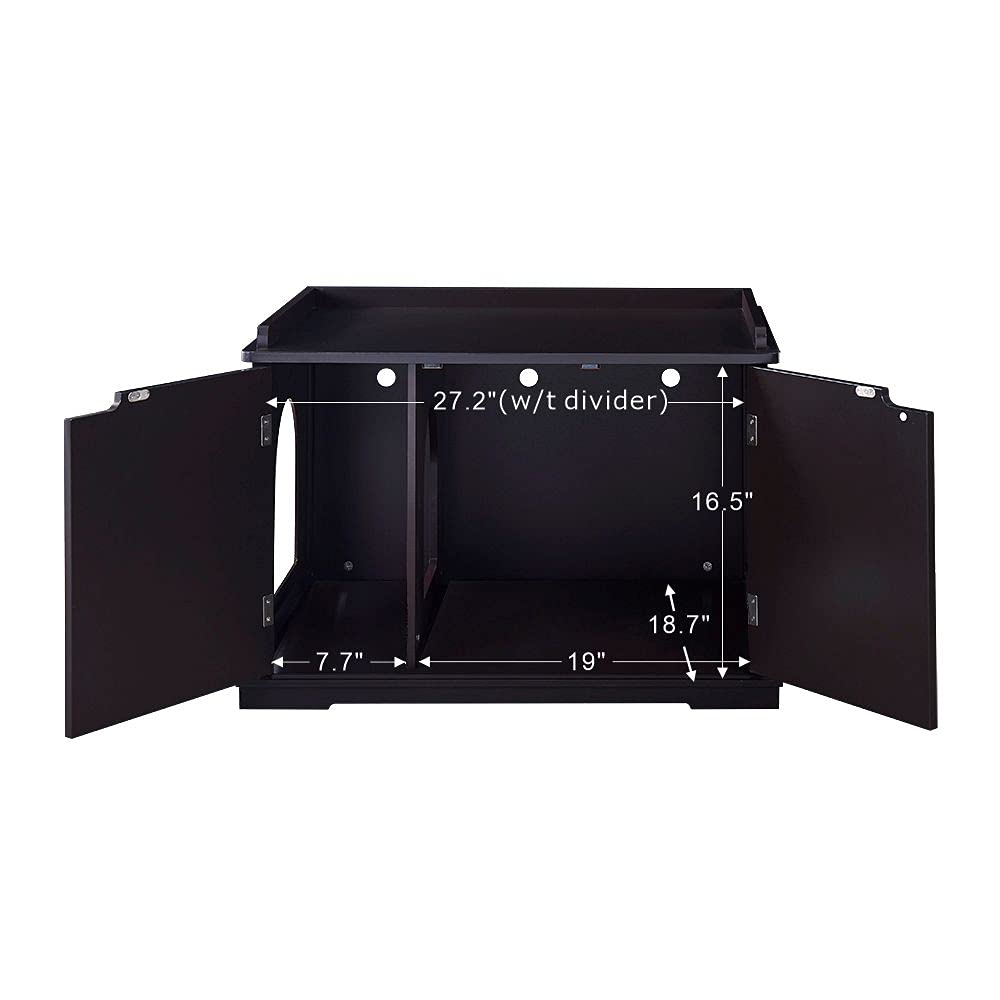unipaws Extra Large Cat Litter Box Enclosure for Self-Cleaning & Automatic Litter Boxes, Tall Cabinet with Charging Station, Wooden Dog Proof Hidden Cat House for Top Entry Litter Box