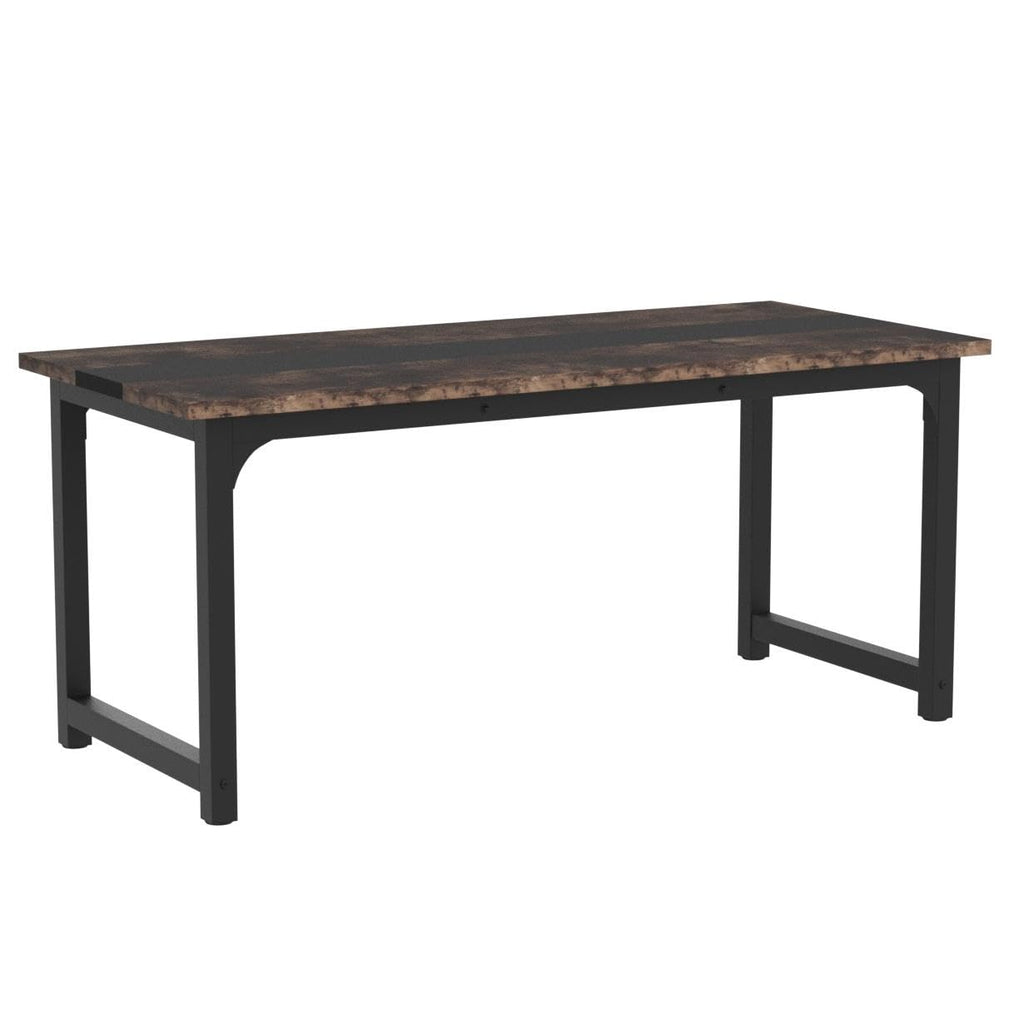 Tribesigns 63” Executive Desk, Large Office Computer Desk with Thicken Frame, Modern Simple Workstation Business Furniture for Home Office, Rustic Brown/Black