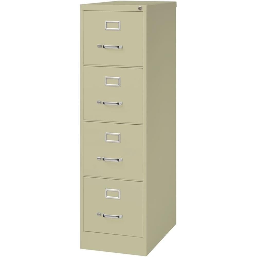 Pemberly Row 4 Drawers 52" Vertical Beige Metal Filing Cabinet Lockable Pre-Assembled Stationary Letter Size for Home, Office