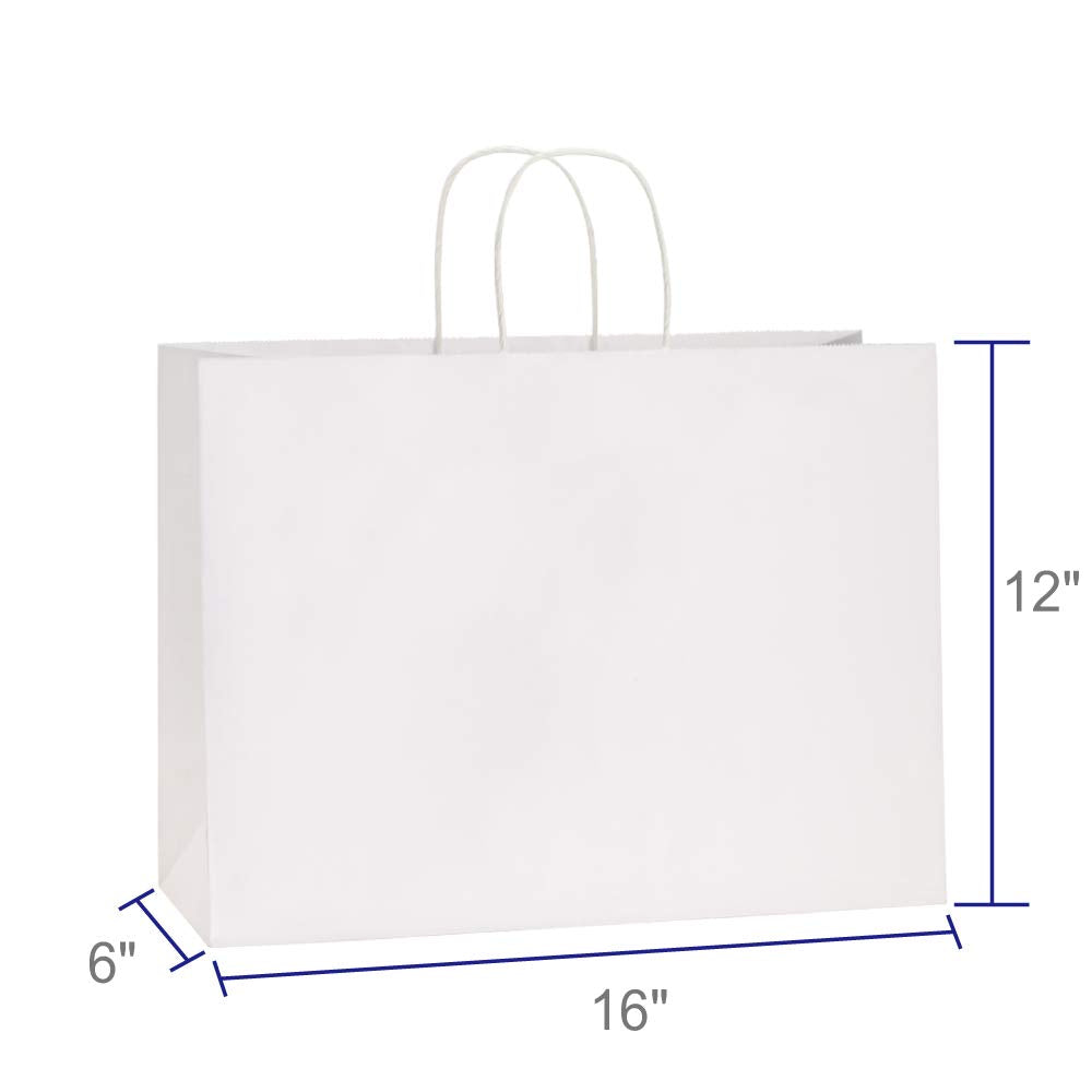 BagDream 100Pcs 16x6x12 Inches Kraft Paper Bags with Handles Bulk, Large Shopping Bags for Gifts, Grocery, Merchandise, Party Favor, Take-out, Recycled Black Black Paper Sacks