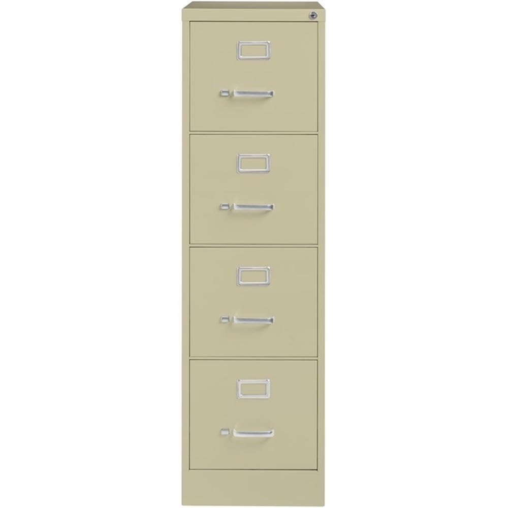 Pemberly Row 4 Drawers 52" Vertical Beige Metal Filing Cabinet Lockable Pre-Assembled Stationary Letter Size for Home, Office