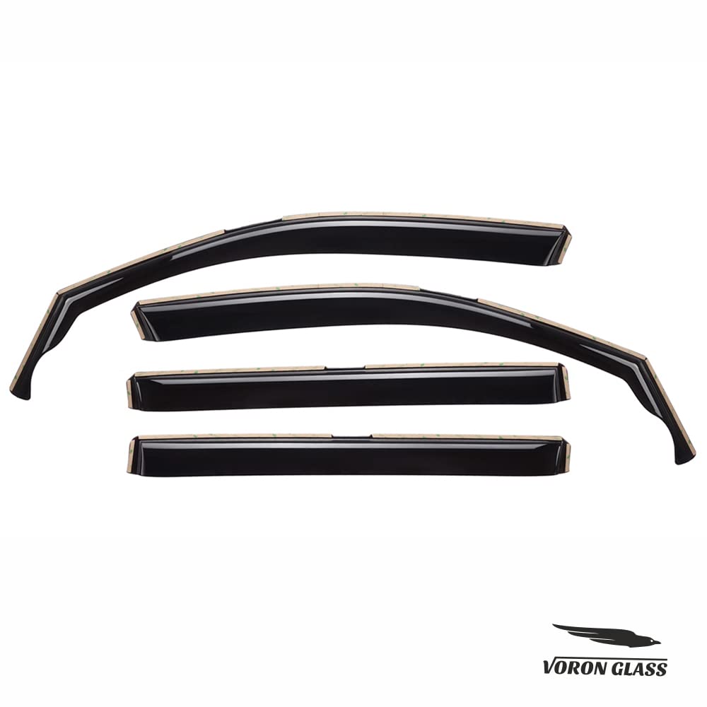 Voron Glass in-Channel Extra Durable Rain Guards for Trucks Chevrolet (Chevy) Silverado/GMC Sierra 2014-2018 Crew Cab, Window Deflectors, Vent Window Visors, 4 Pieces - 220009