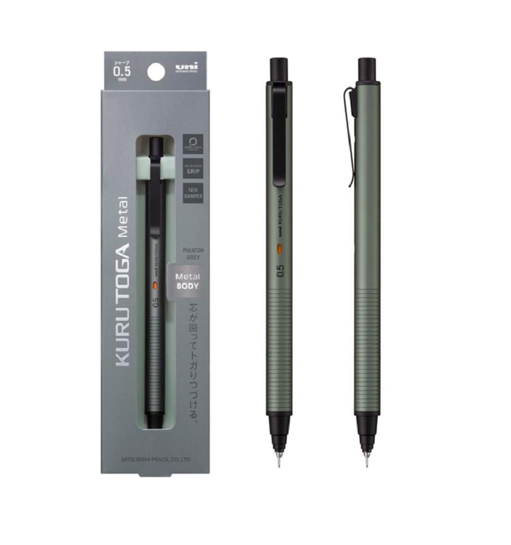 KURUTOGA Mitsubishi Pencil Mechanical Pencil Metal 0.5mm Nocturne Black M5KH1P.24 With Original Stylus Ballpoint Touch Pen