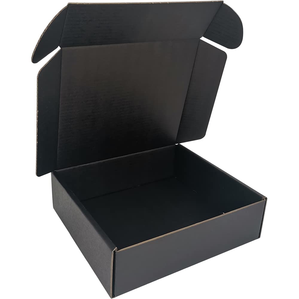 4x4x1'' Small Shipping Boxes 25 Pack, Corrugated Cardboard Mailers for Business, Black (CM441B25)