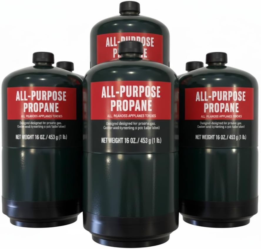 Propane Replacement Fuel Cylinders Camping- 16 Oz (6 Pack) Factory Pre-filled and Ready to Use
