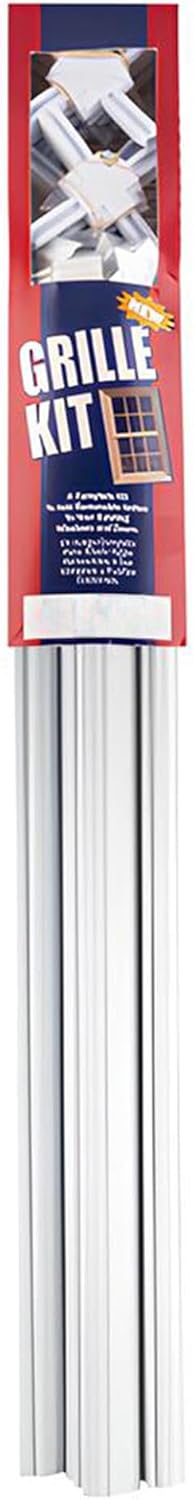 Brixwell Plastic Window Grille Kit in White Finish With 12 Total 24" Profiles, 8 Grid Connectors, and 16 Fasteners for Installing Decorative Grille Layouts on Home Window Glass