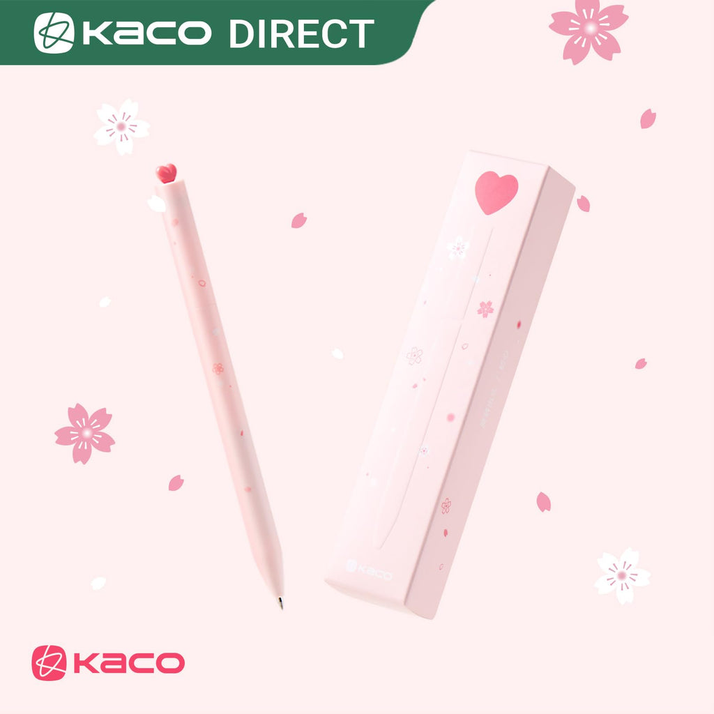 Kaco FIRST Gel Pens, Pack of 2 Pieces Cute Stationery Heart Pen Set with Extra 4 Black Refills Quick Drying Holiday Office Supplies (2 Colors)