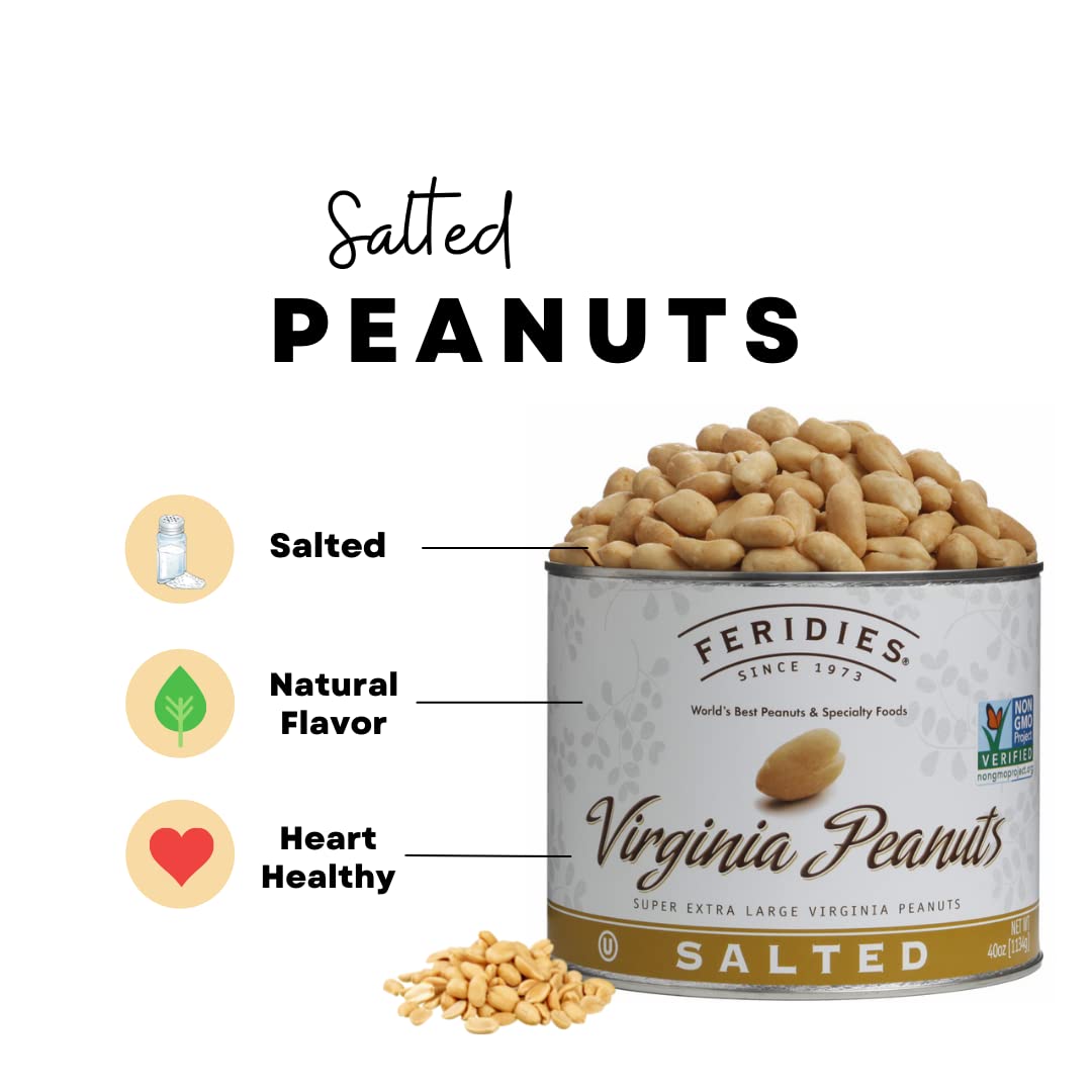 FERIDIES Honey Roasted Extra Large Giant Virginia Peanuts, 18oz Vacuum Can, Gourmet Snack 18oz (Pack of 1)