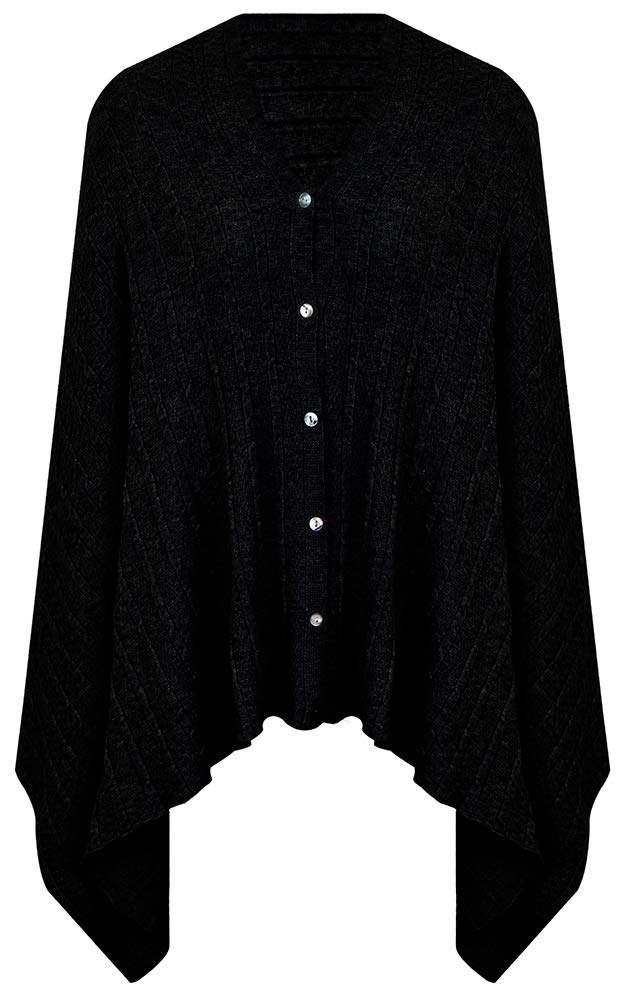 PULI Women's Versatile Knitted Shawls Scarf Poncho Sweater with Buttons Lightweight Spring Summer Fall Wraps