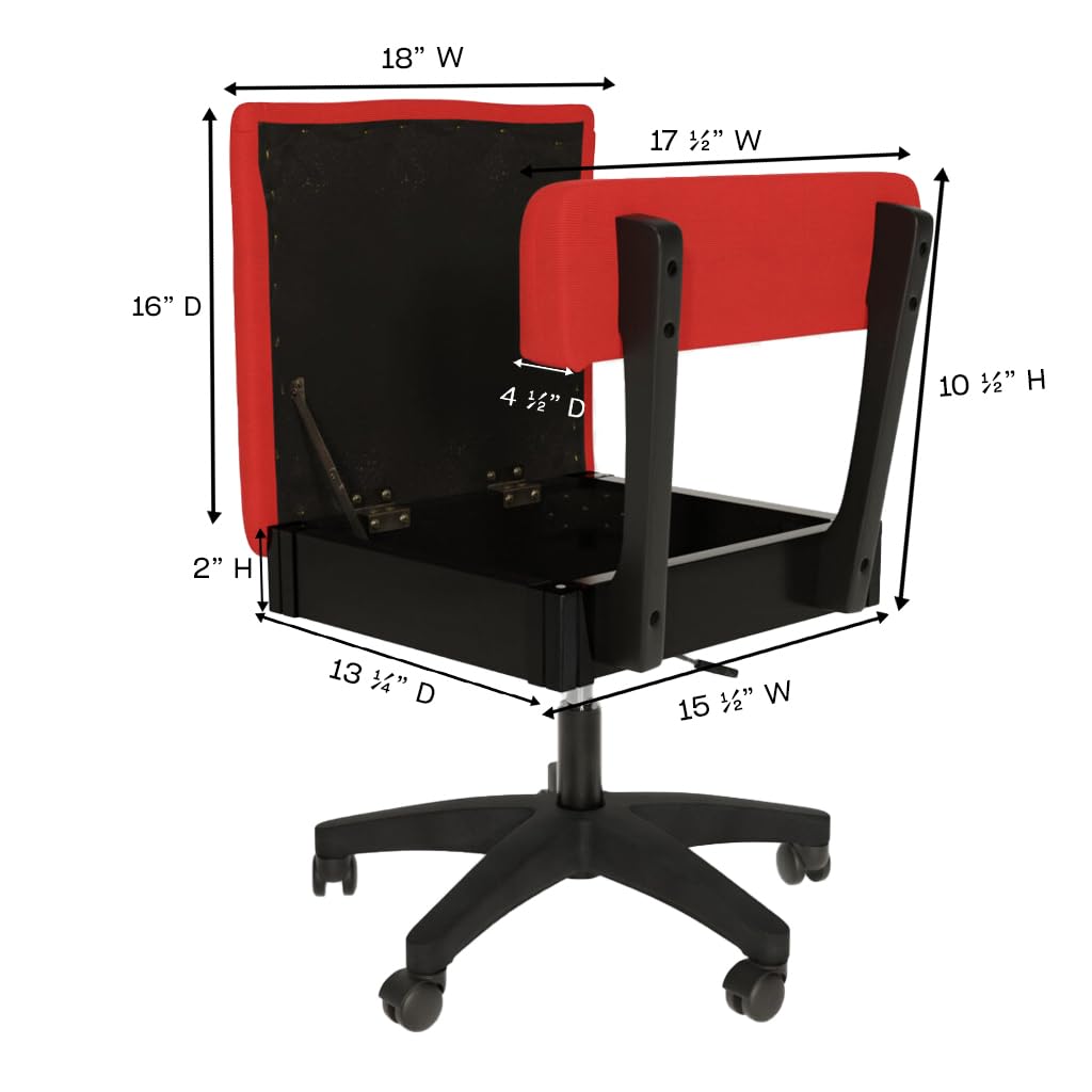 Arrow Sewing H8123 Adjustable Height Hydraulic Sewing and Craft Chair with Under Seat Storage and Solid Fabric, Lady Gray Fabric