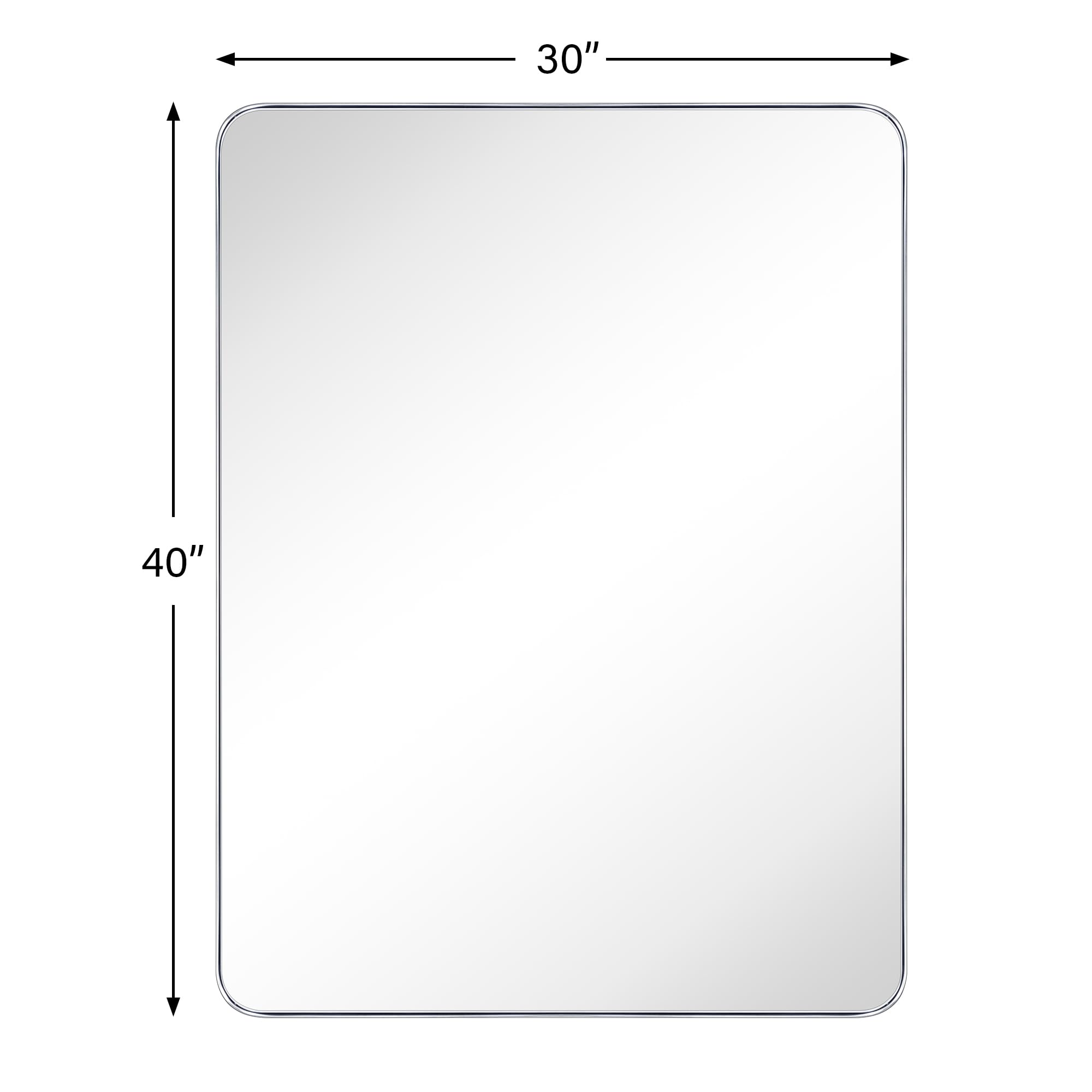 GRACTO 20x30 inch Brushed Nickel Stainless Steel Metal Framed Bathroom Mirror for Wall Mounted Rounded Rectangular Bathroom Vanity Mirror