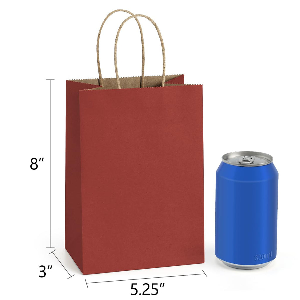 BagDream Gift Bags 100Pcs 5.25x3x8 Small Kraft Paper Gift Bags with Handles Bulk, Black Paper Sacks for Small Business, Retail, Merchandise, Grocery, Wedding Birthday Party favor