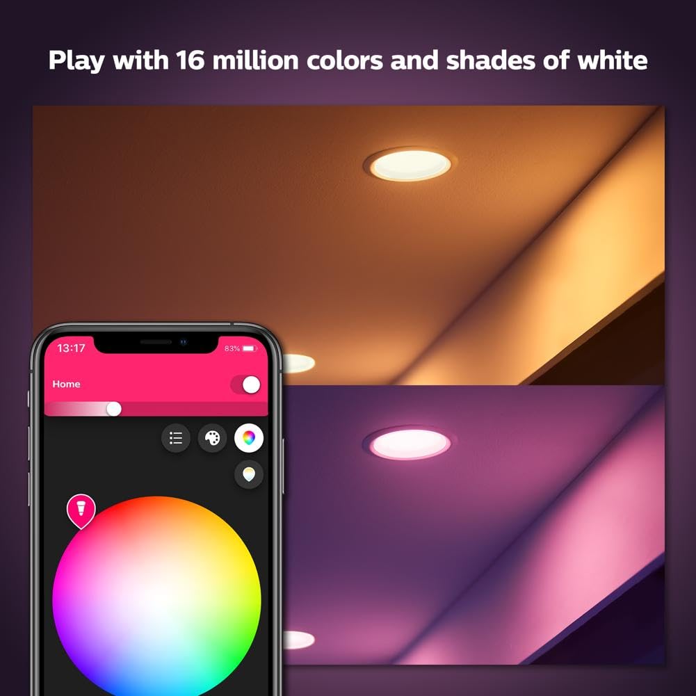 Philips Hue Smart Retrofit Recessed 5/6 Inch LED Downlight 1 Pack - White Ambiance Warm-to-Cool White Light 1100LM - Indoor Control with Hue App - Works with Alexa, Google Assistant and Apple Homekit
