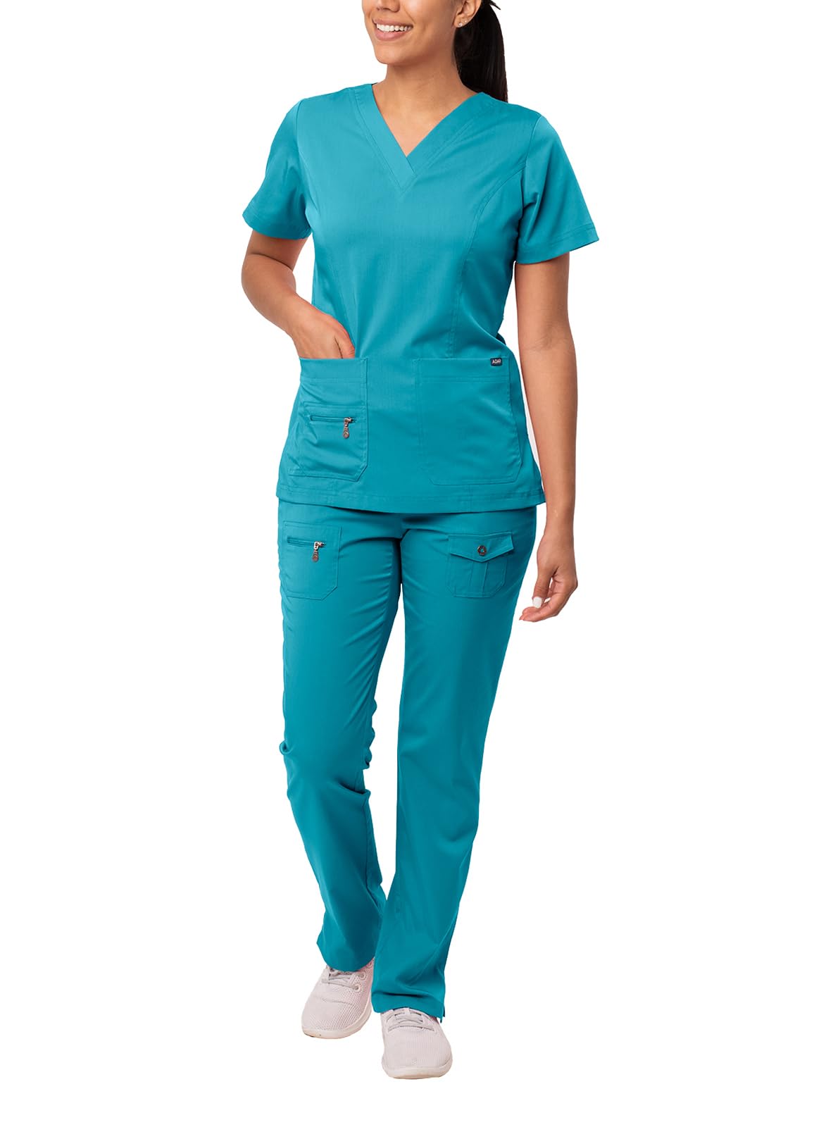 Adar Pro Breakthrough Plus Scrub Set for Women - Enhanced V-Neck Top & Multi Pocket Pants