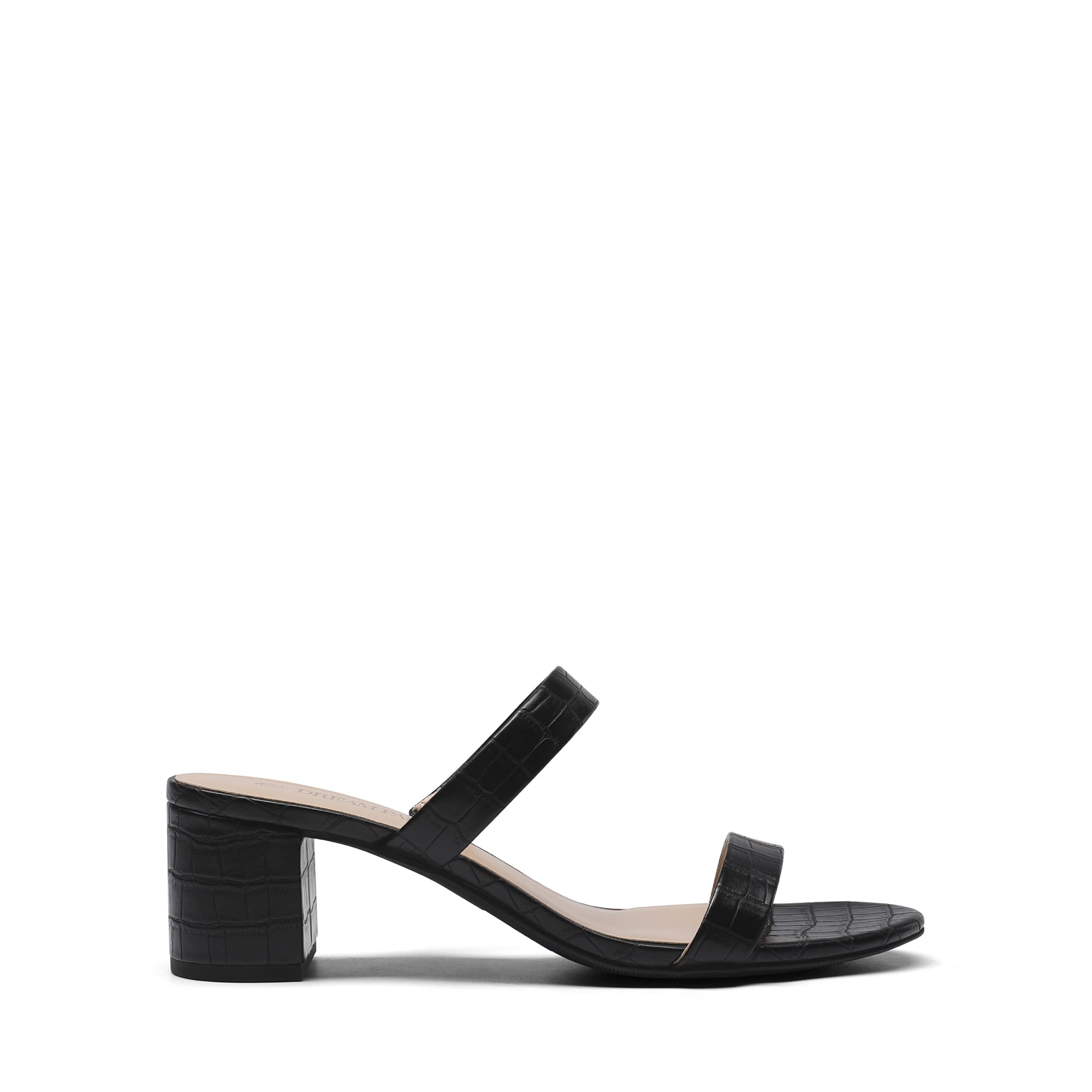 DREAM PAIRS Women's Two Strap Open Toe Low Block Chunky Heels Sandals Dress Pumps Casual Summer Mules Shoes