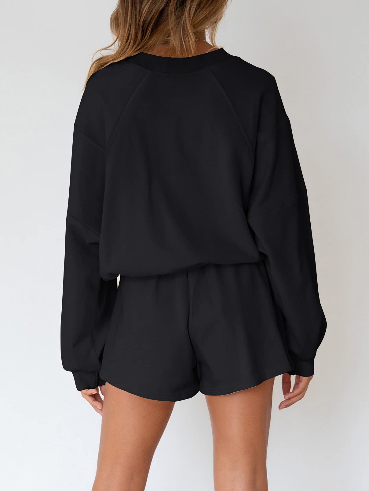 MEROKEETY 2026 Spring Lounge Sets for Women Oversized Batwing Sleeve Casual Top and Shorts 2 Piece Outfits Sweat Set