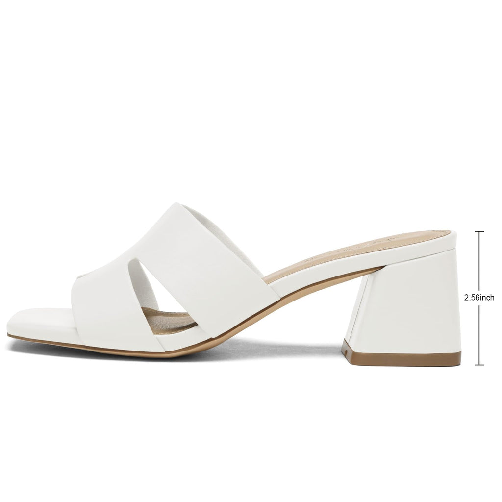 Women's Square Open Toe Sandals Low Block Chunky Heel Slip on Comfortable Casual Sandals for Daily Wear