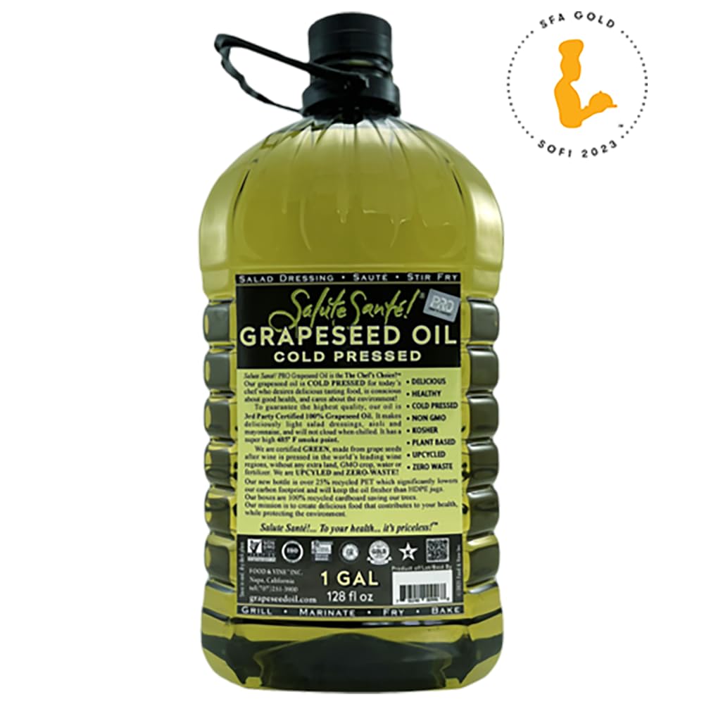 Salute Santé! Cold Pressed Grapeseed Oil – 500 ml 1-Pack — cooking oil, grapeseed oil — High Smoke Point, Neutral Flavor, Ideal for Frying, Baking & Salad Dressings Gourmet kitchen essential
