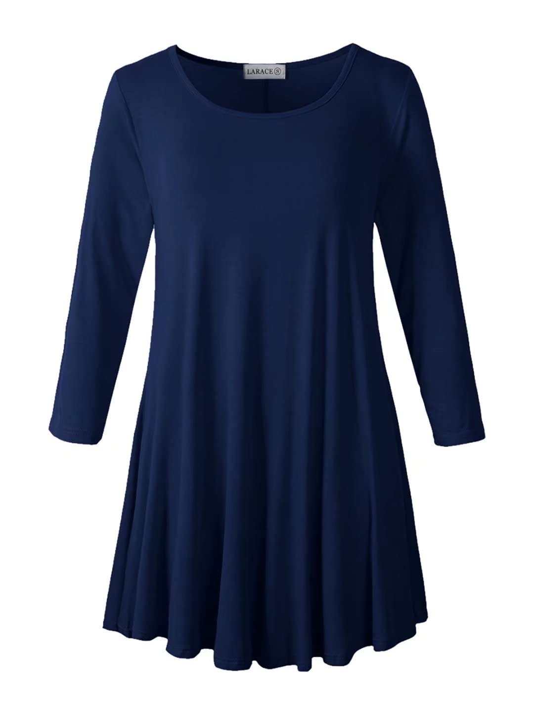 LARACE 3/4 Sleeve Shirts for Women Plus Size Tunic Dressy Top Loose Fit Flare T-Shirt