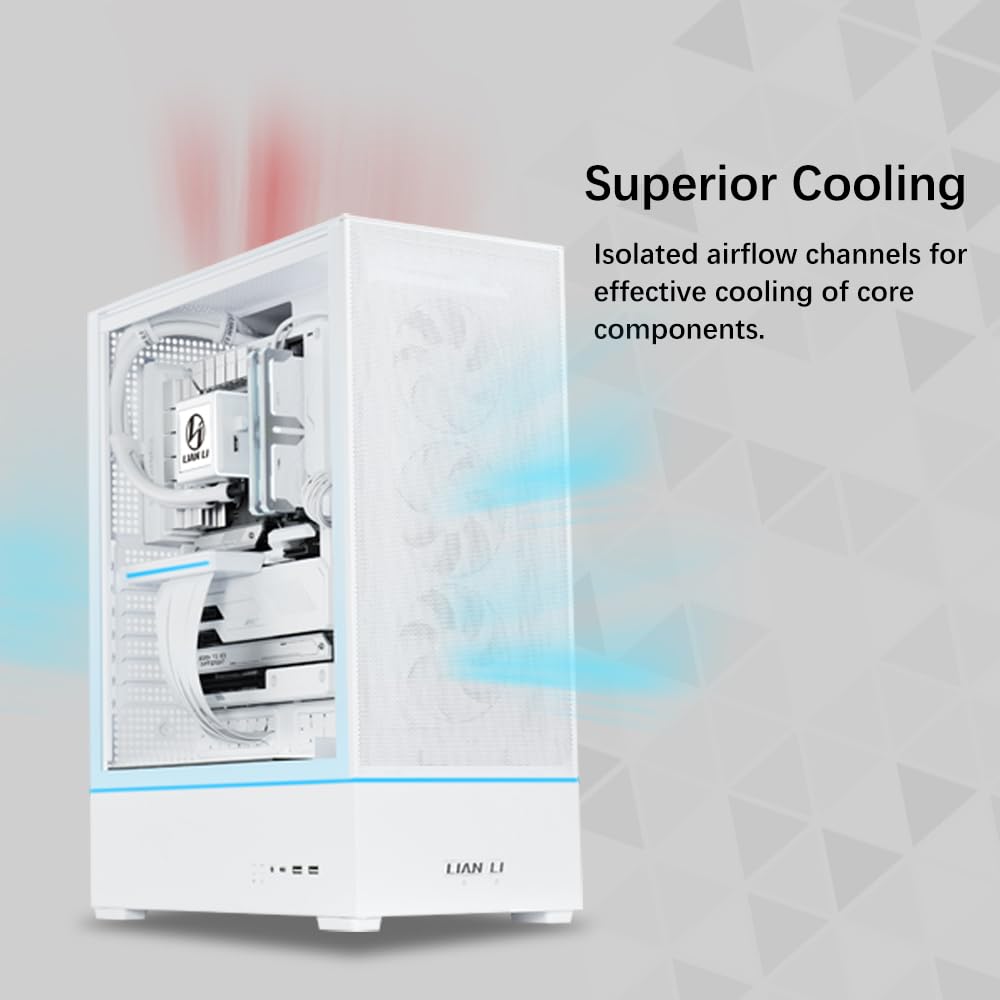 LIAN LI LANCOOL 207 Compact ATX RGB Gaming Computer Case, Airflow Optimized Mesh Panels Tower Chassis w/ 2x140mm ARGB,2x120mm PWM Fans Pre-Installed, USB Type-C Port, Tempered Glass Side Panel (Black)