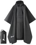 PTEROMY 3-in-1 Hooded Rain Poncho for Adult with Pocket, Waterproof Lightweight Unisex Raincoat for Hiking Camping Emergency