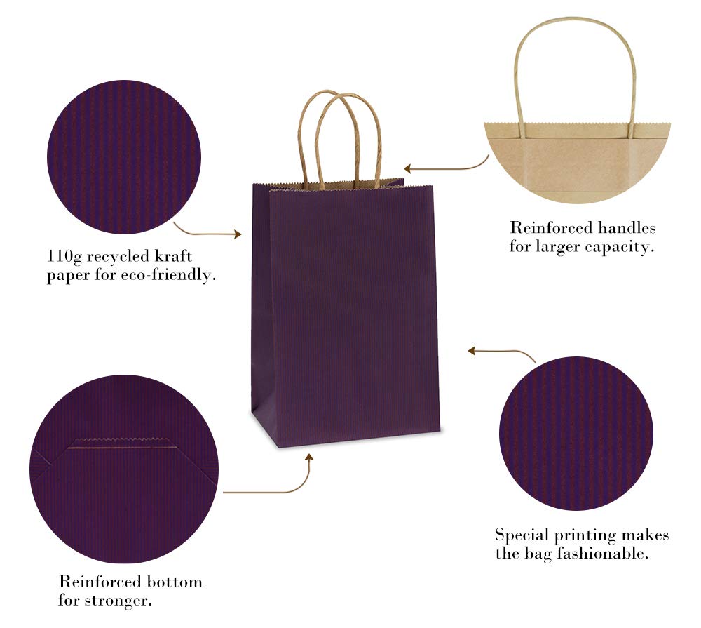 BagDream Gift Bags 100Pcs 5.25x3x8 Small Kraft Paper Gift Bags with Handles Bulk, Black Paper Sacks for Small Business, Retail, Merchandise, Grocery, Wedding Birthday Party favor