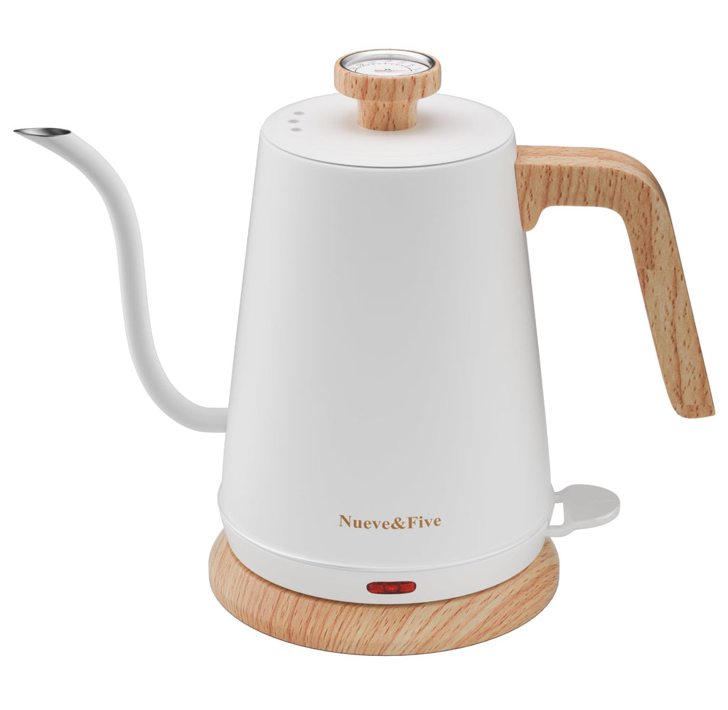Nueve&Five Gooseneck Electric Kettle with Thermometer， Black Electric Kettle 1L with Auto Shut-Off，1000W Hot Water Kettle of Stainless Steel， Pour Over Kettle for Coffee & Tea