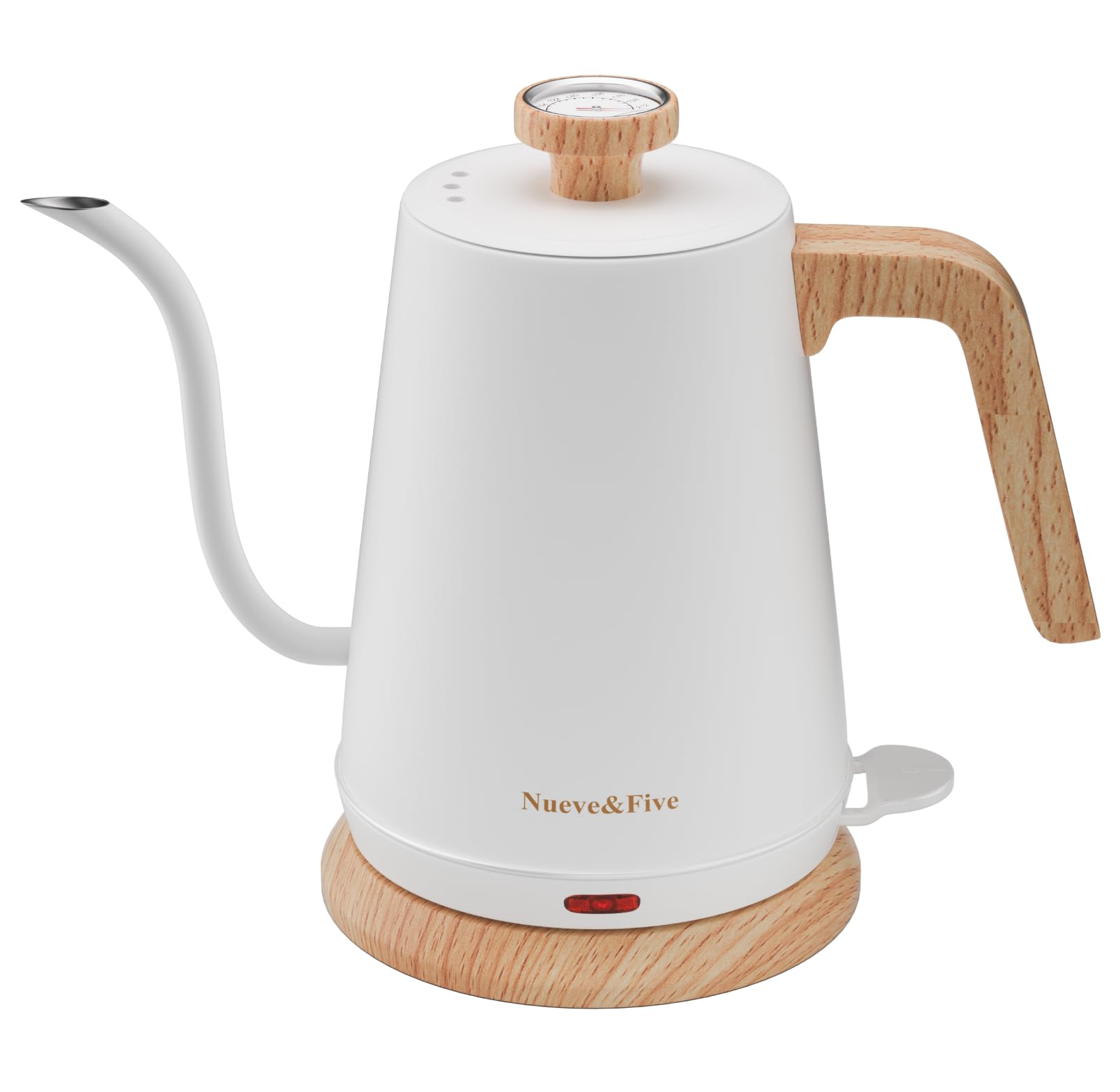 Nueve&Five Gooseneck Electric Kettle with Thermometer， Black Electric Kettle 1L with Auto Shut-Off，1000W Hot Water Kettle of Stainless Steel， Pour Over Kettle for Coffee & Tea