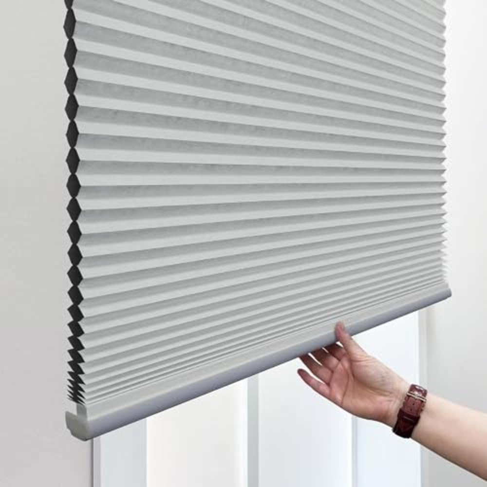 DEZ FURNISHINGS Cordless 1.5" Blackout Cellular Shade, Energy Saver, 18" W x 48" H, Anchor Gray