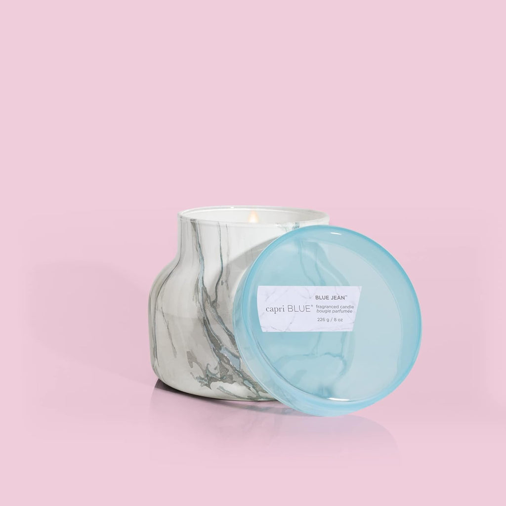 Capri Blue Modern Marble Jar Candles - Luxury Candles for Home Scented - Long Lasting Soy Wax Blend (Aloha Orchid, 8 oz)