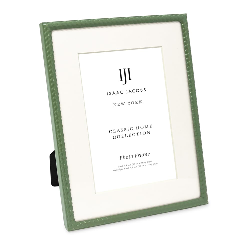 Isaac Jacobs 6x8 (Matted 4x6) Black Metal Rope Border Picture Frame, Horizontal & Vertical for Tabletop and Wall Display, Home Decor, Metal Frame (6x8 (Matted 4x6), Black)