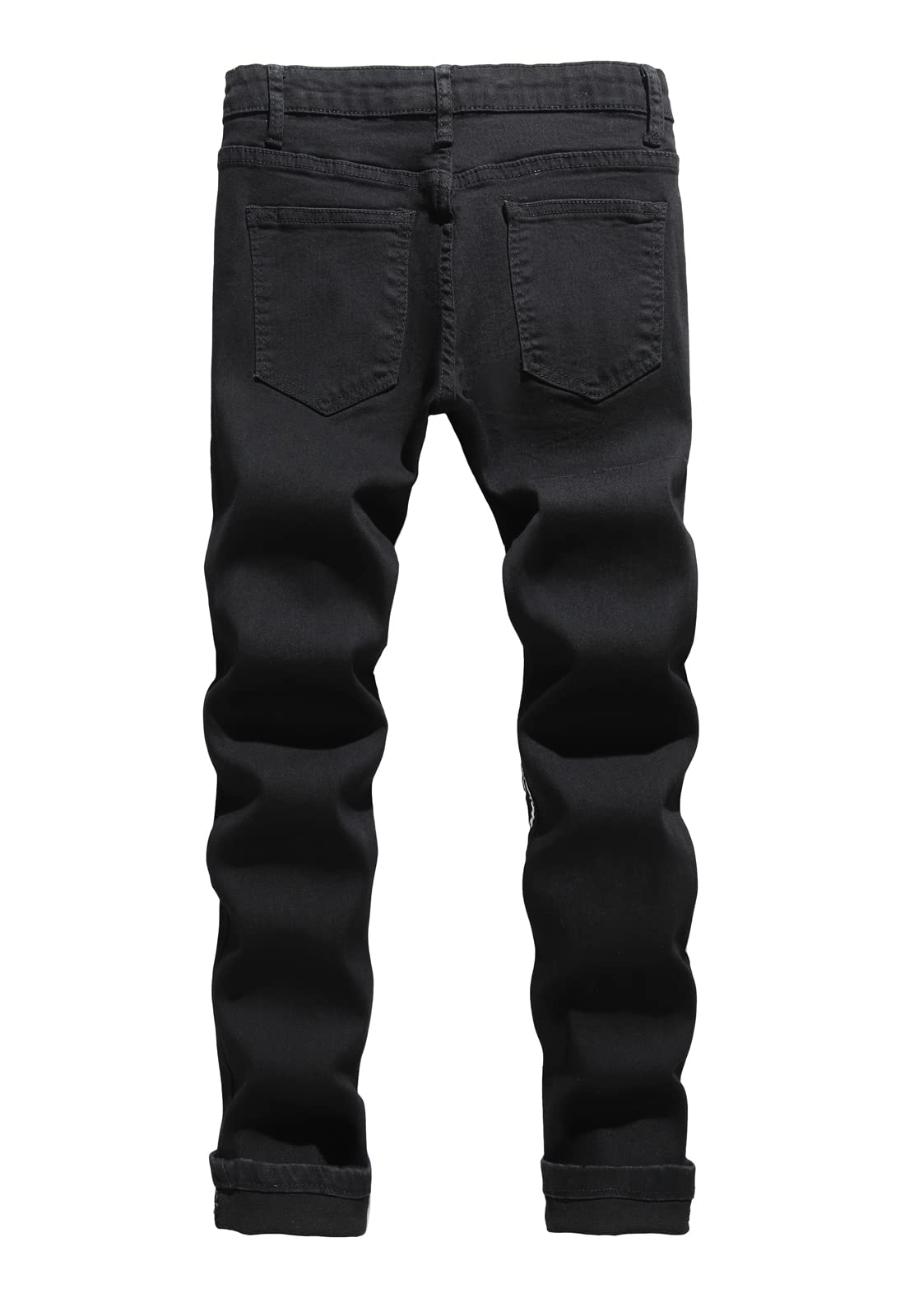 Boy's Skinny Fit Ripped Destroyed Distressed Stretch Slim Jeans Pants