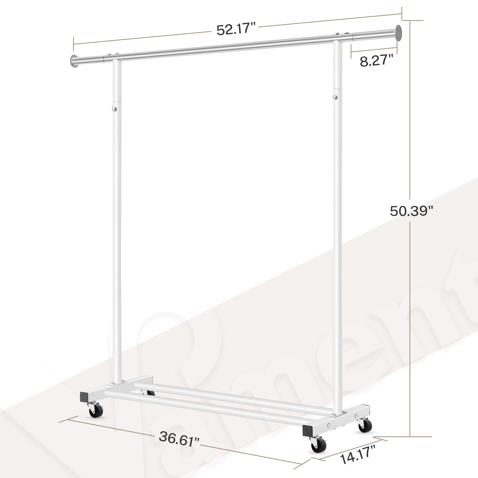 VICERII Clothing Rack, 55.51 Inch Heavy Duty Clothes Rack Rolling Garment Rack with Wheels and Bottom Shelf, 130LB Capacity Clothes Racks for Hanging Clothes, Coats, Shirts, Sweaters, Skirts, Black