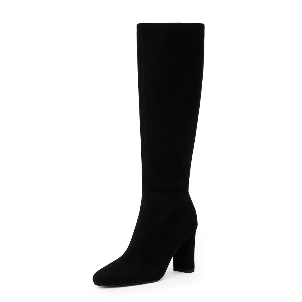 Modatope Knee High Boots for Women Chunky Heel Rounded Toe Womens Tall Boots