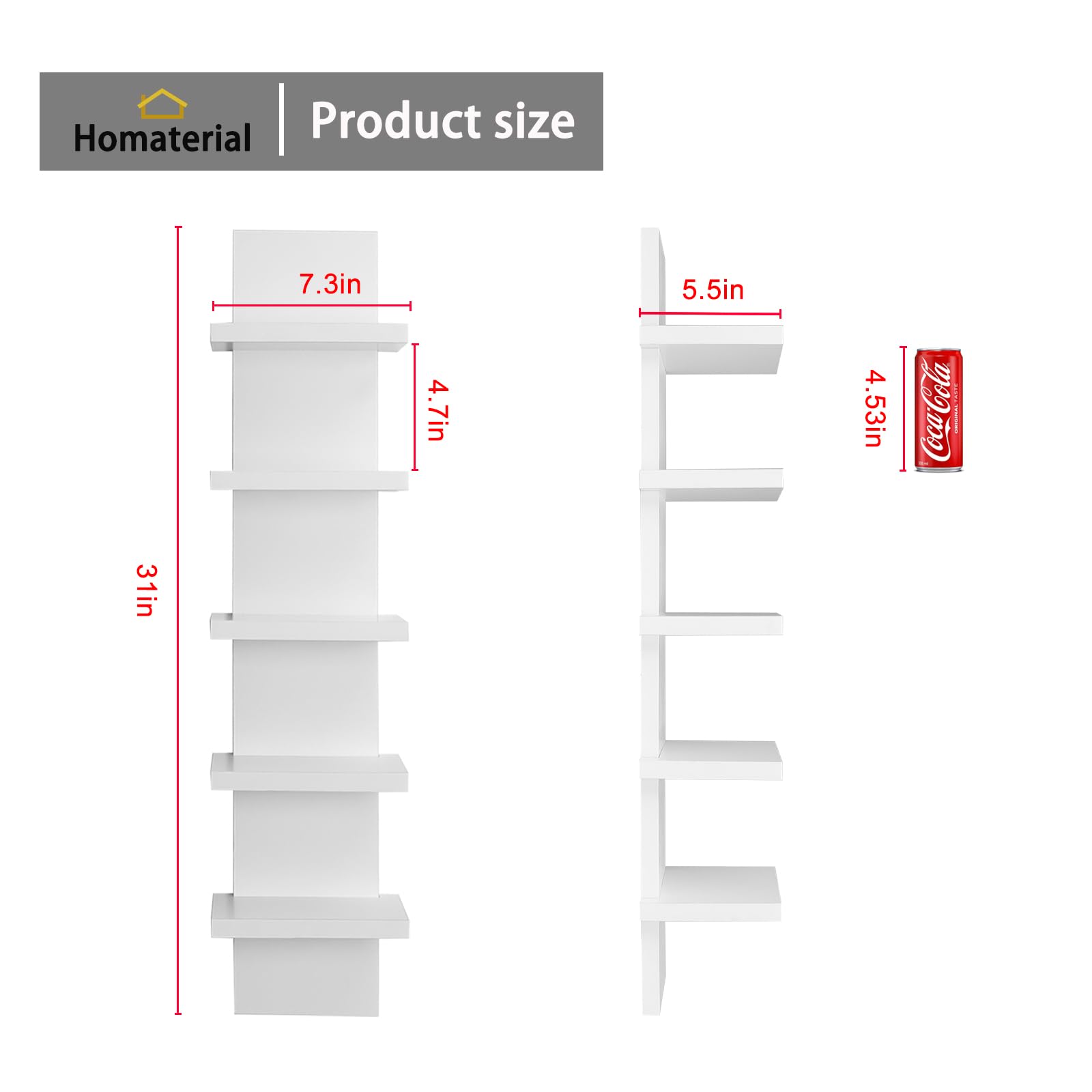 Homaterial Wall Shelves 4 Tier, Simple Vertical Corner Shelf for Room, Kitchen Wall Decor, Makeup Perfume Organizer,Decorative Shelving Unit, Black