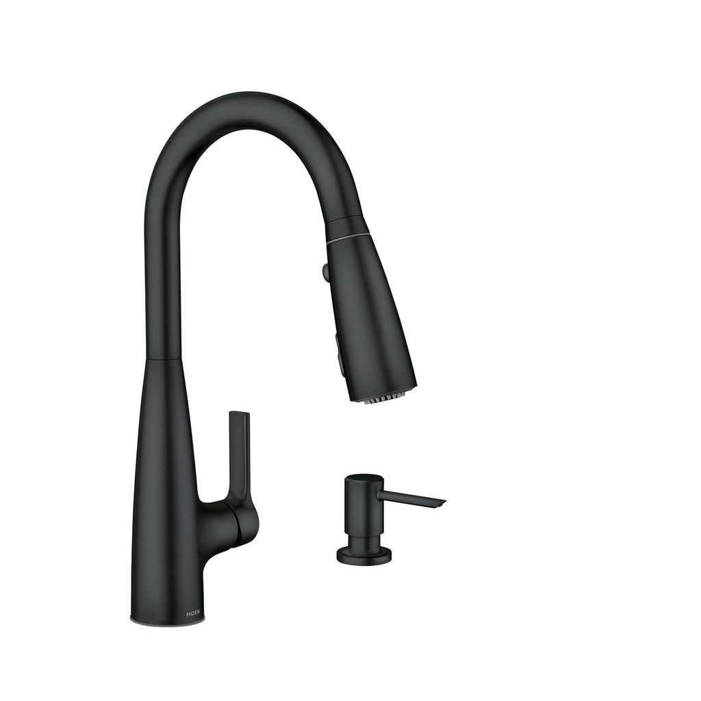 Moen Haelyn Pulldown Kitchen Faucet with Power Boost, 87627 | Pulldown sprayer, Power Boost technology, Soap dispenser included, Chrome finish, High arc faucet