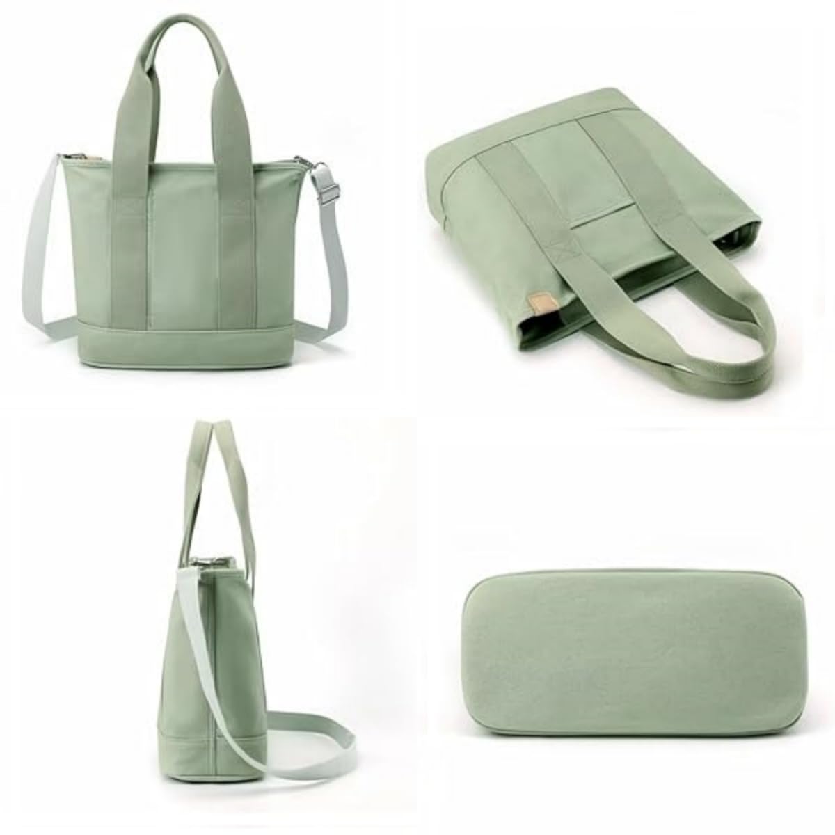 Small Tote Bag with Zipper, 2024 Canvas Multi-Pocket Crossbody Bag Shoulder Bag Satchel Hobo Bag Messenger Bag