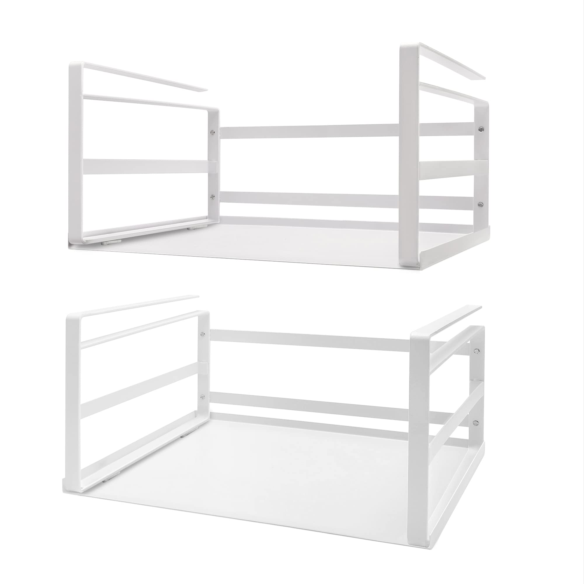 Nxconsu 2 Pack Small Compact Heavy Duty Under Cabinet Organizer, Slide-Under Shelf Basket with Metal Bottom, Hanging Pantry Shelf for Kitchen Cupboard Bookshelf Closet, Holds 15 lbs, Black, 11.02"