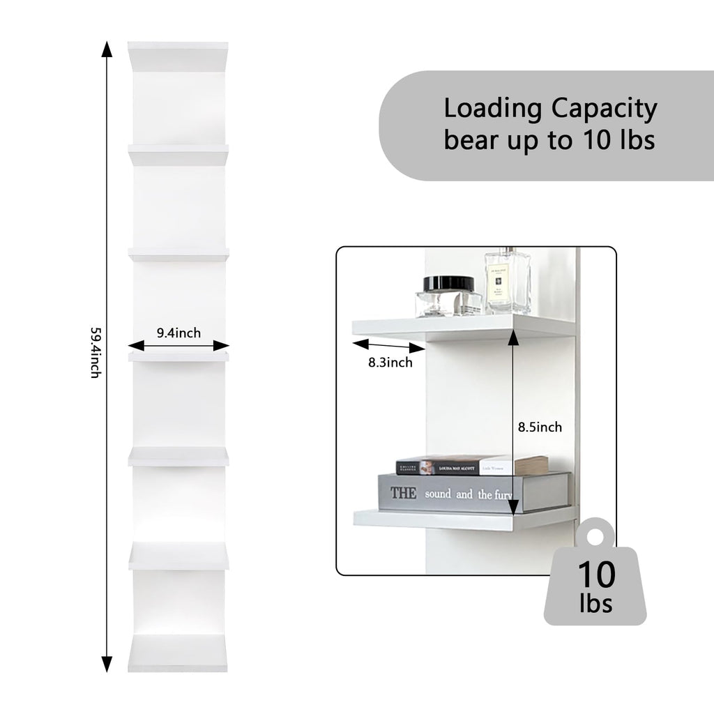 Homaterial Wall Shelves 4 Tier, Simple Vertical Corner Shelf for Room, Kitchen Wall Decor, Makeup Perfume Organizer,Decorative Shelving Unit, Black
