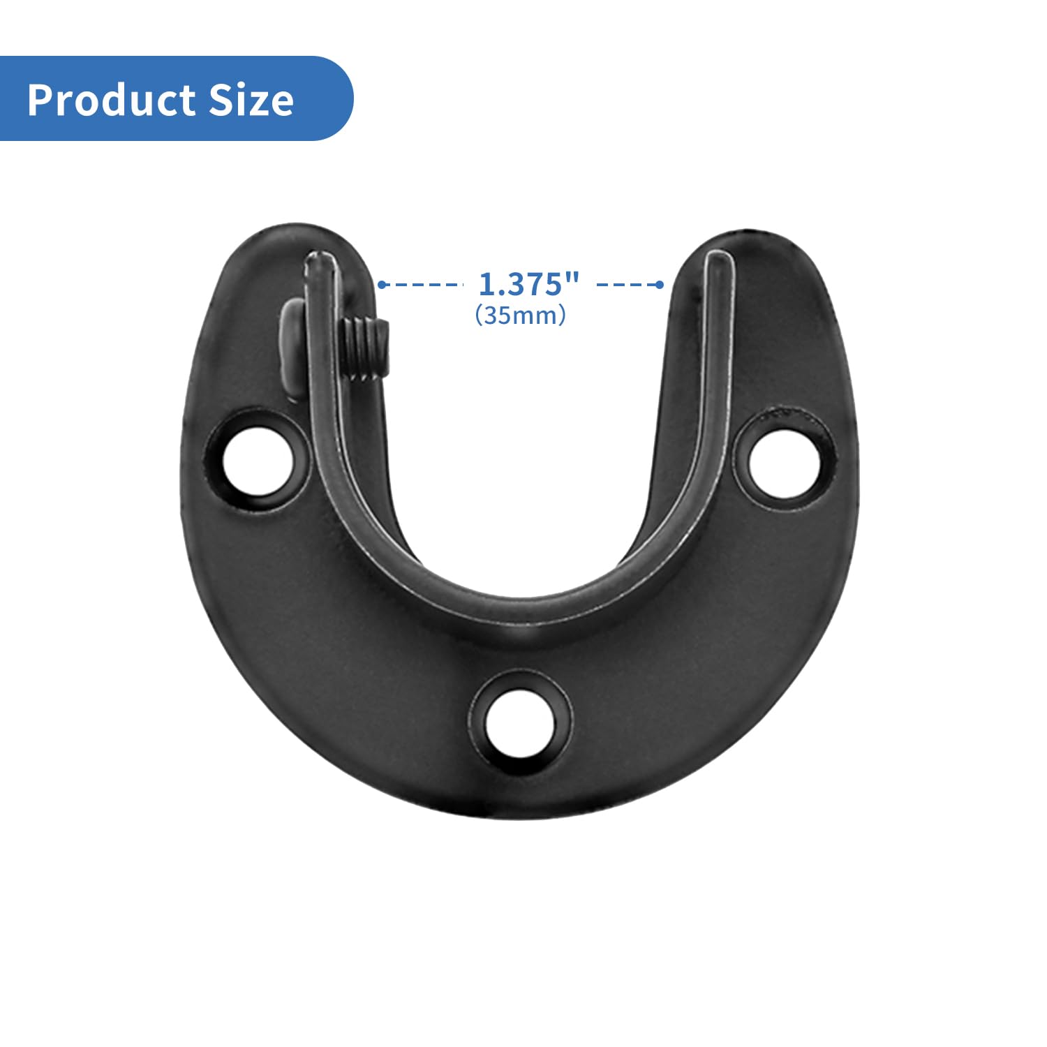 Rise Age Stainless Steel Closet Rod Brackets, 1 Inch Diameter Support 2 Pcs, Heavy Duty Curtain Rod Holder, Black End Support With Screws
