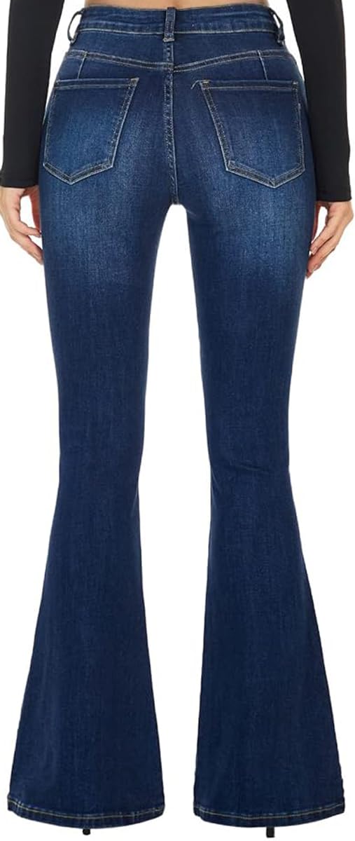 Bell Bottom Jeans for Women Ripped High Waisted Classic Flared Denim Pants
