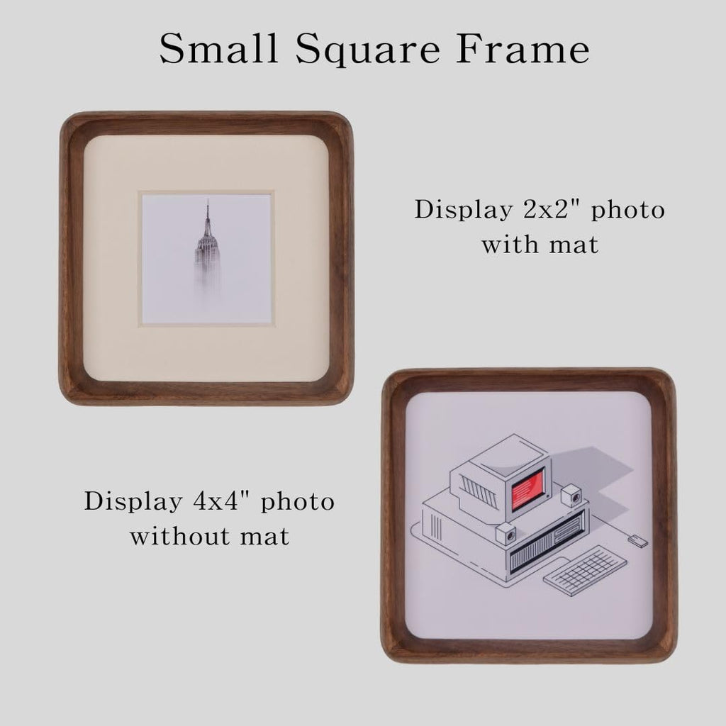 Mini Wood Picture Frame,Small Picture Frames 2x3 with Tiny Mat | Cute Polaroid Picture Frame,Teak Solid Natural Wood Tiny Photo Frame, Tabletop and Wall Mounting