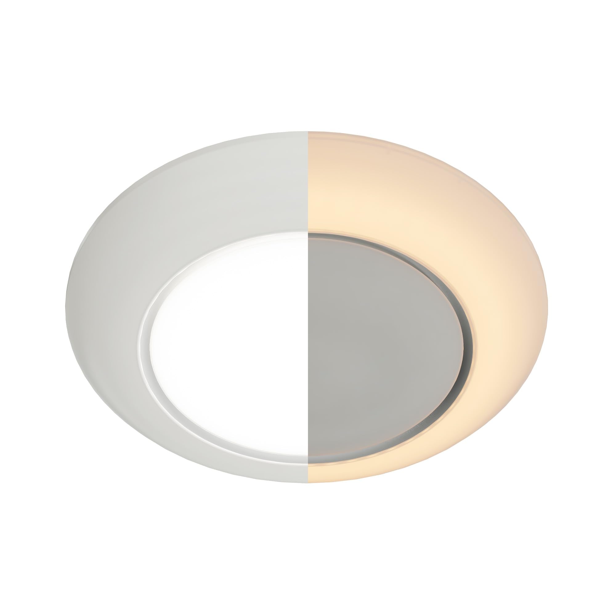 6 Inch LED Low Profile Disk Light with Night Light, 120VAC, 15W, 5CCT Color Changing, 1000LM, Dimmable, ETL, Shower Wet Rated Screw in Flush Mount Ceiling Light, White/1 Pack