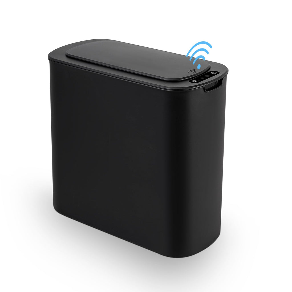 Cesun Automatic Motion Sensor Black Bathroom Trash Can with Lid, 2.6 Gallon Touchless Trash Bin, Smart Plastic Slim Garbage Can Small Wastebasket for Toilet, Office, rv, Bedroom, Living Room
