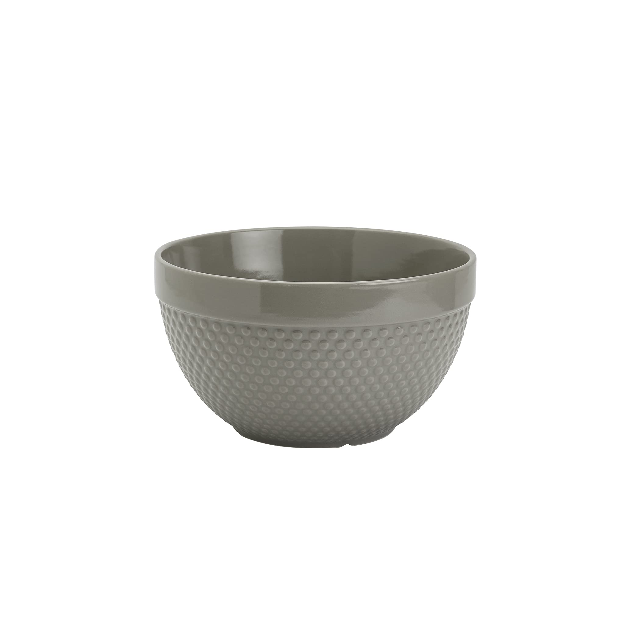 TTU Tabletops Gallery Hobnail Style 4 Piece Timeless Grey Stoneware Nesting Mixing Bowl Set for Baking and Cooking