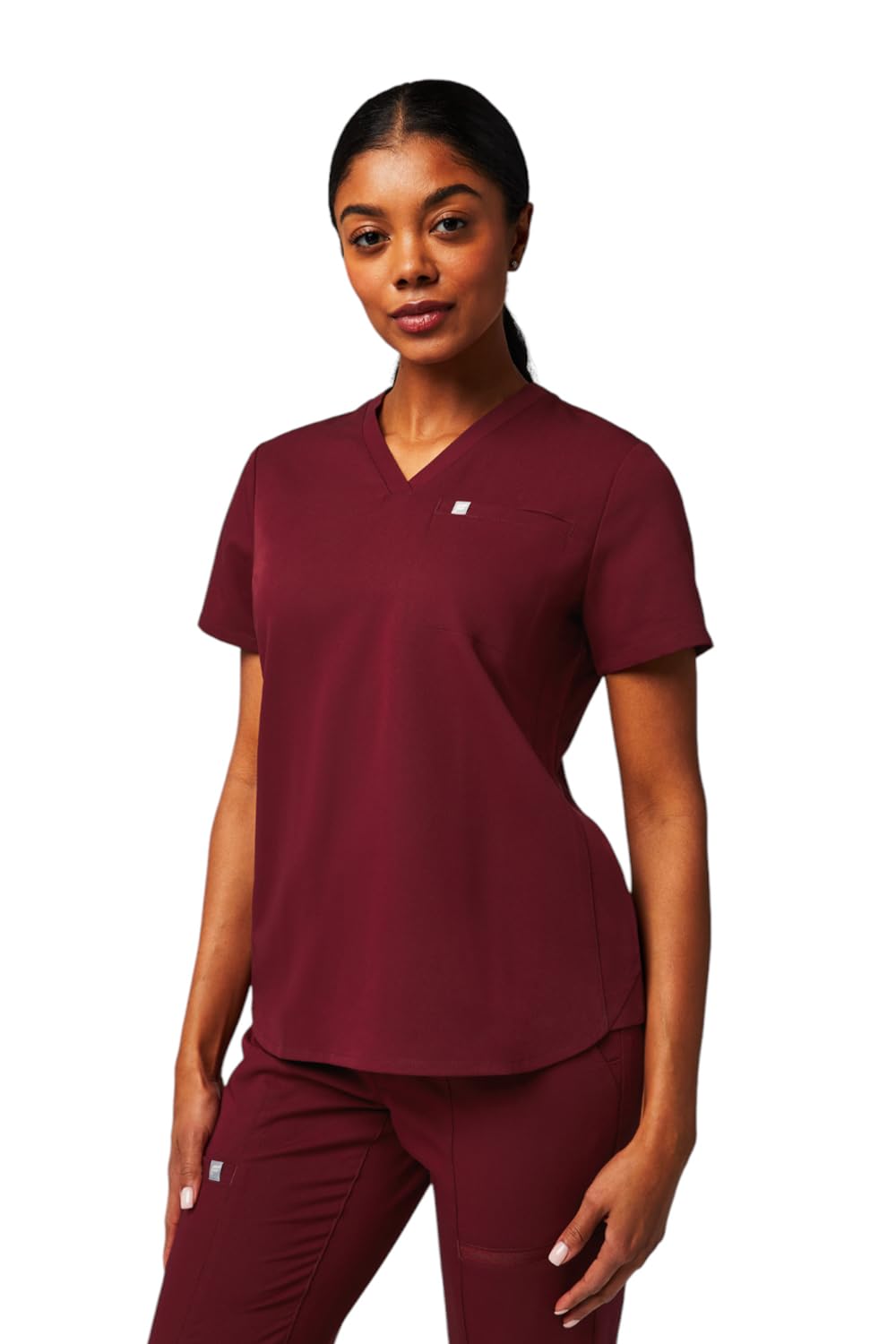 Fabletics Women's Vital 1-Pocket Scrub Top - MotionTech, Wrinkle-Resist, Chest Pocket, Anti-Shrink, Semi-Slim Fit