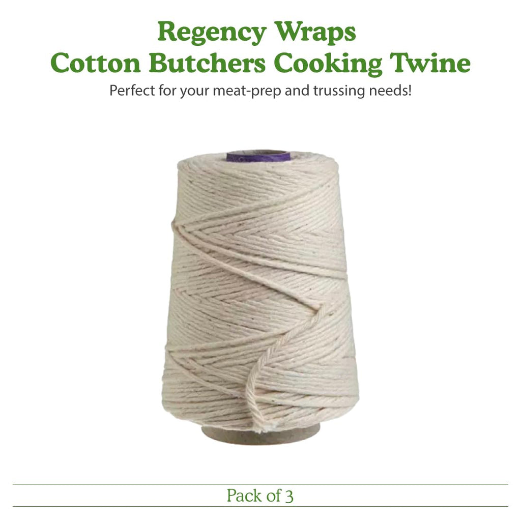 Regency Wraps Butchers Cooking Twine, Heavy Duty, 500ft,16 Ply, 2.4mm, Food-Safe Cotton Kitchen String for Turkey Trussing, Meat Prep, Crafting, Natural, Pack of 1